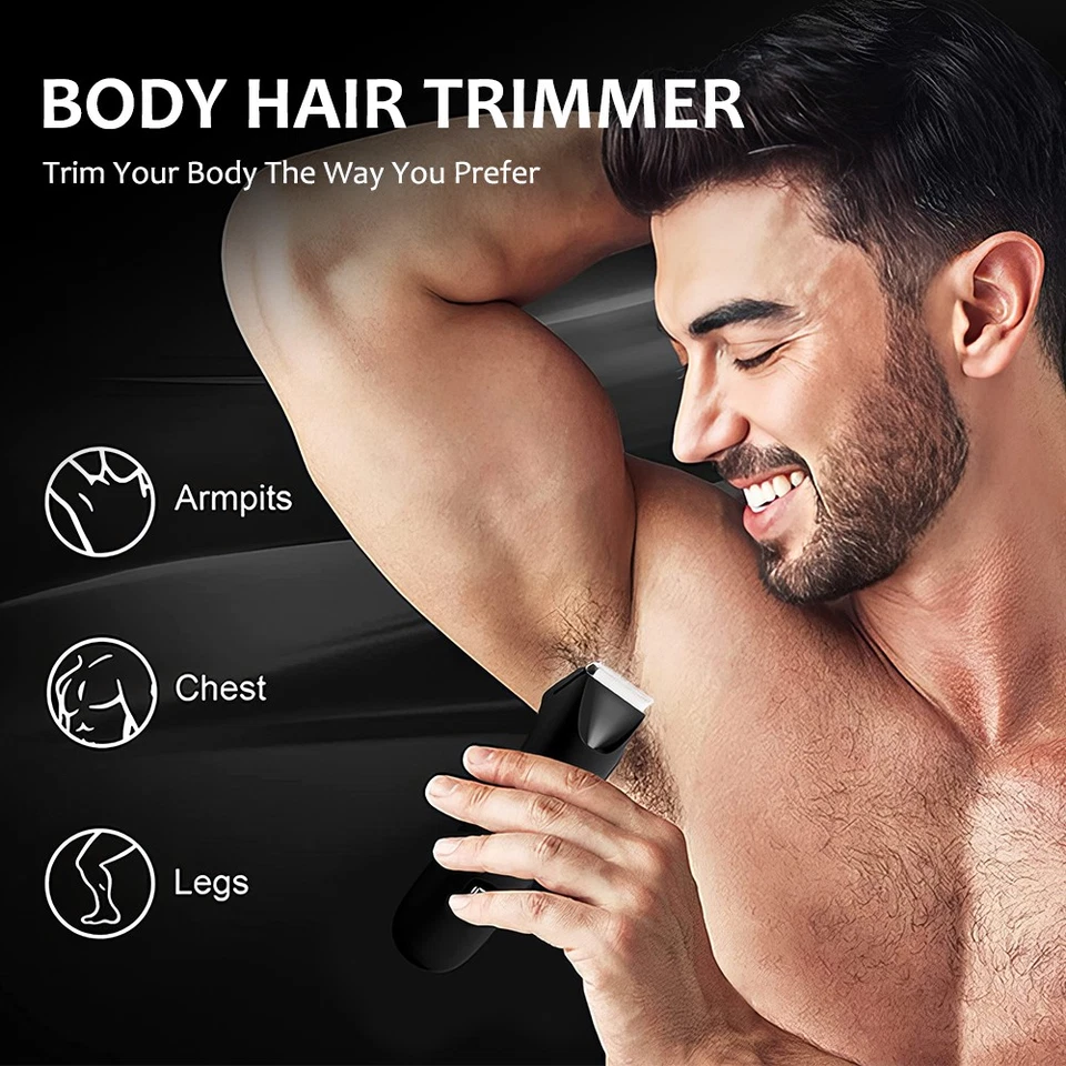 Cortadora de pelo púbico eléctrica para hombres ingle cuerpo pelo bola afeitadora cortapelos con LED USB Foto 3 de 4