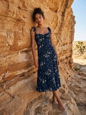 NWT Reformation Nadira in Chopine Blue Floral Tie Strap Midi Tank Dress 8