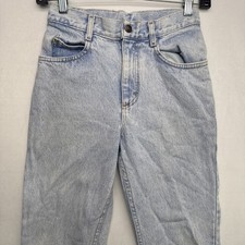 Vintage 90s Lee Jeans Girls 12 Blue Light Wash High Waist Tapered Leg USA