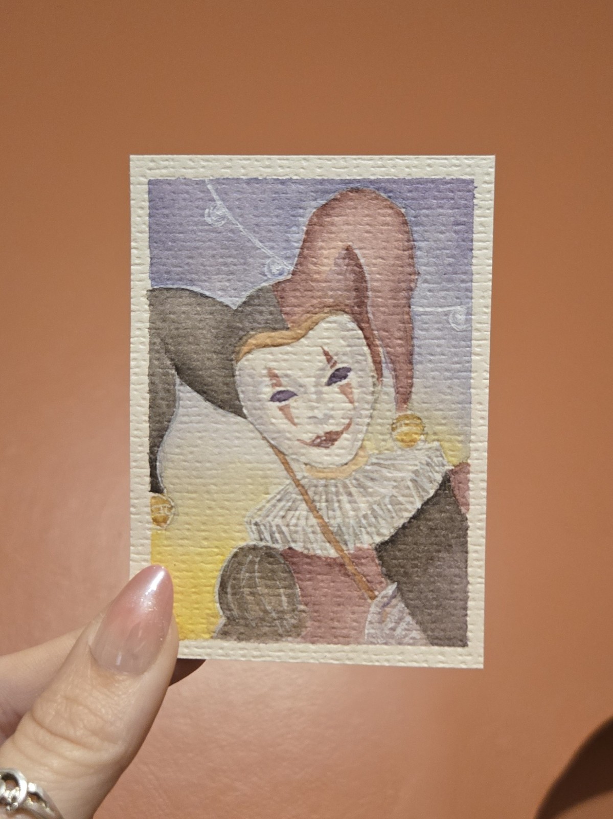 ACEO Original Watercolor Circus Jester OOAK - littlemichigal