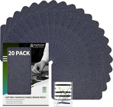KING MOUNTAIN Iron-on Repair Patch 20 Pcs Pack,Denim Denim-3"x4-1/4", Blue