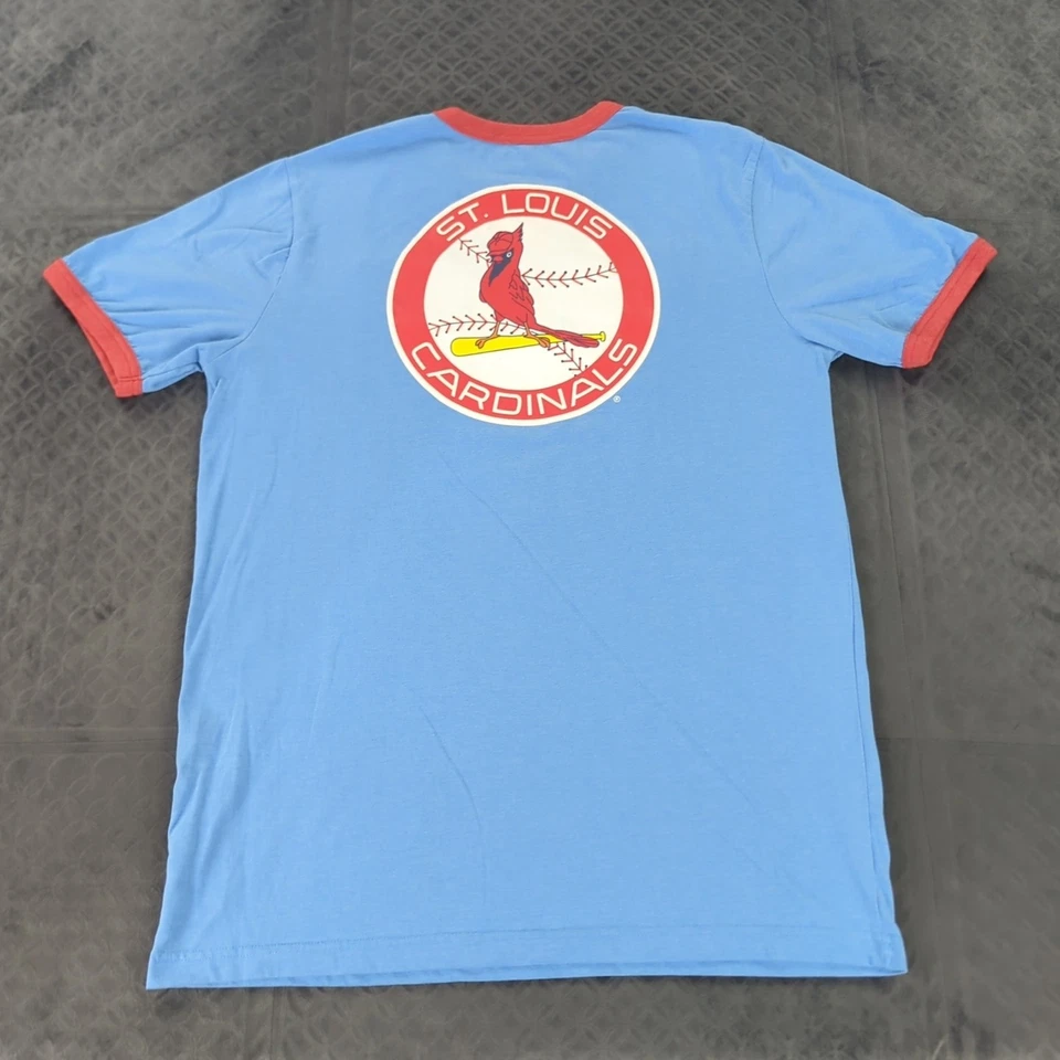 St Louis Cardinals Shirt Pennant New Era Ringer Tee Blue Short Sleeve Men Large - Image 2 of 4