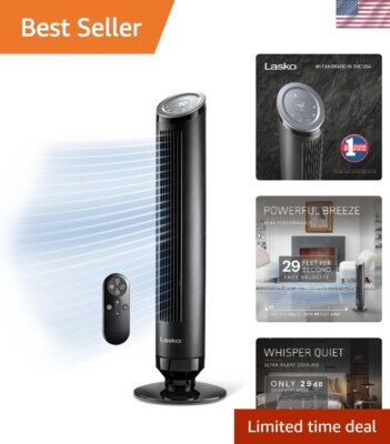 Ascend 36'' Tower Fan with Remote & Air Purification - 90° Oscillation, Black
