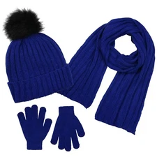 Polarwear Boys Hat,scarf & Glove Set Cold Weather Winter Accessories-Child Black