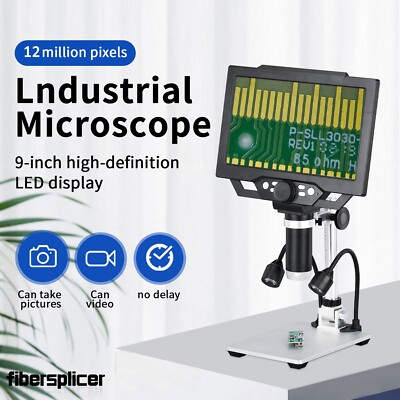 G1600 12MP 1-1600X Plug-in Type Microscope Digital 9'' LCD&LED Lights for Repairs