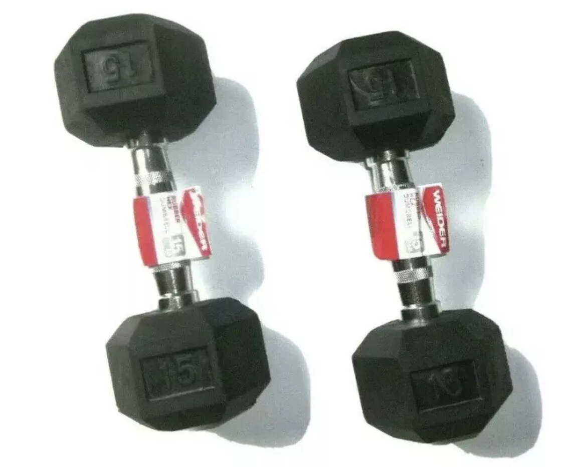 Weider rubber hex dumbbell 15 lbs deals