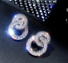 Stud Earring Women 925 Silver Wedding Jewelry...