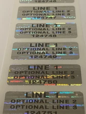 100 Custom Printed Tamper Evident Security Void Hologram Labels 1.5 X .50 INCH