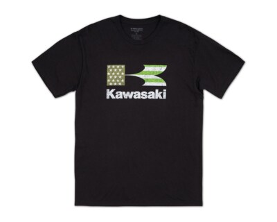 Kawasaki Heritage Stacked Flag T-Shirt Black | eBay