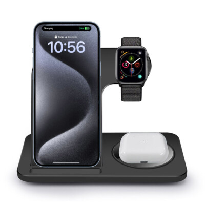 Wireless Charger 3in1 Charging Station For Apple Watch 9/8 iPhone 15 13 12 11 XS