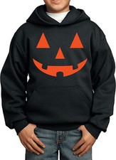 Kids Halloween Orange Jack O Lantern Hoodie