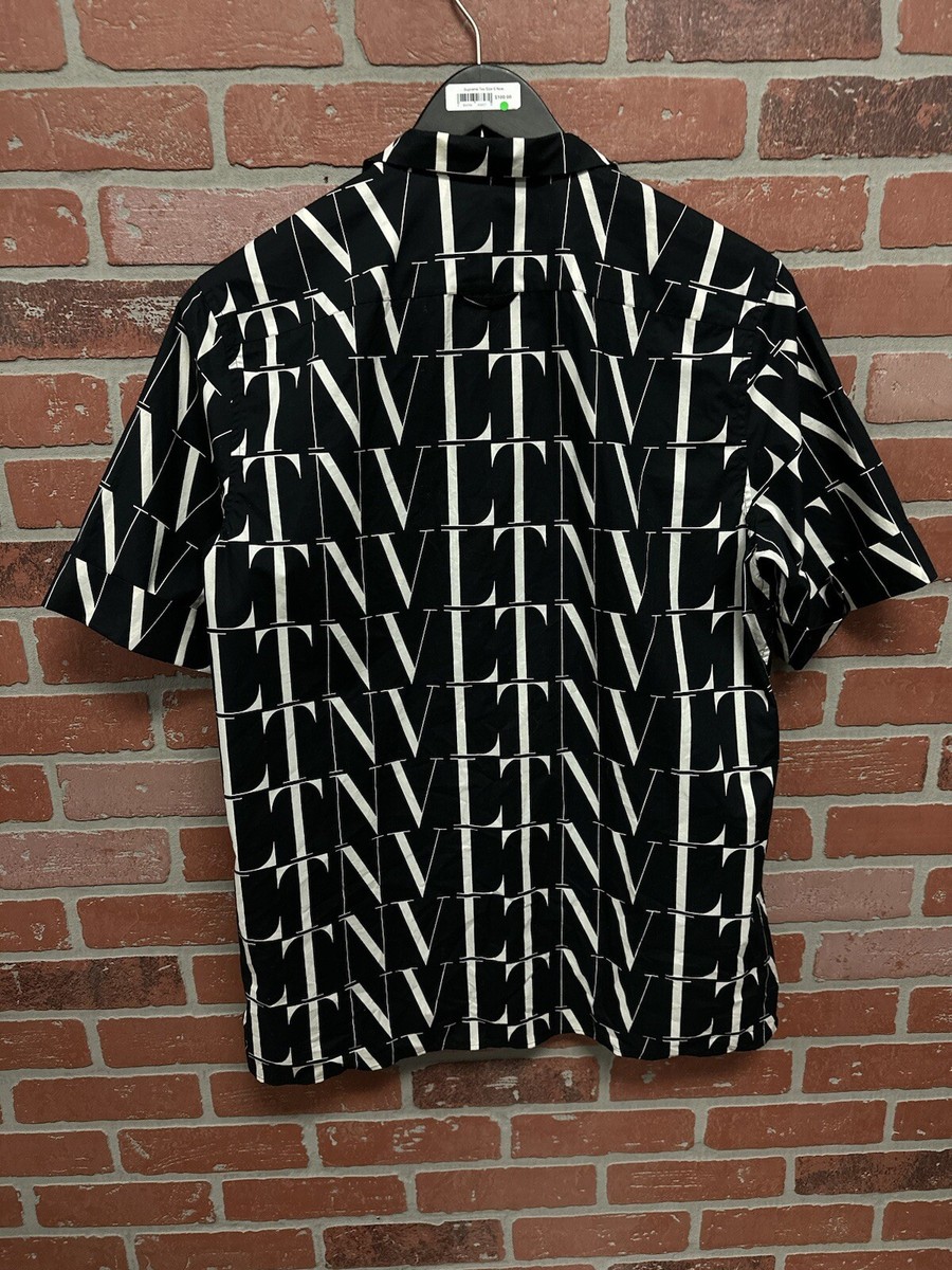 Men's VALENTINO Multicolor Black & White VLTN Logo Shirt Size 48