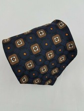 Barneys New York Silk Tie Black Brown Geometric Men Necktie Italy