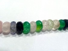 MULTI STONE NATURAL RONDELLE FACETED CUT 8-8.5MM LOOSE GEMSTONE BEADS 9"INCH