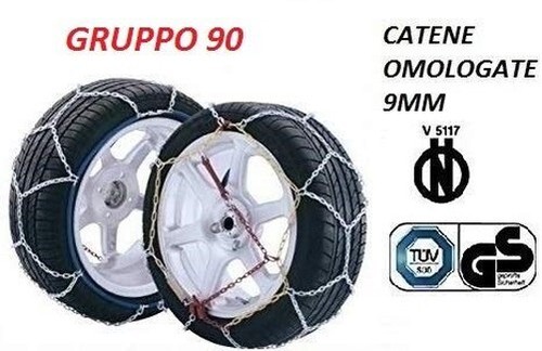 Sneeuwkettingen 9 mm groep 6 - maat 175/65 R15 - goedkeuring