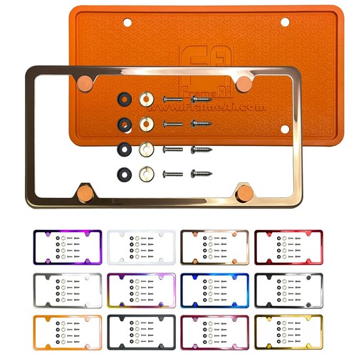 4H Slim Stainless Steel License Plate Frame Metal Screw Cap & Silicone Backguard - Bild 6 von 132