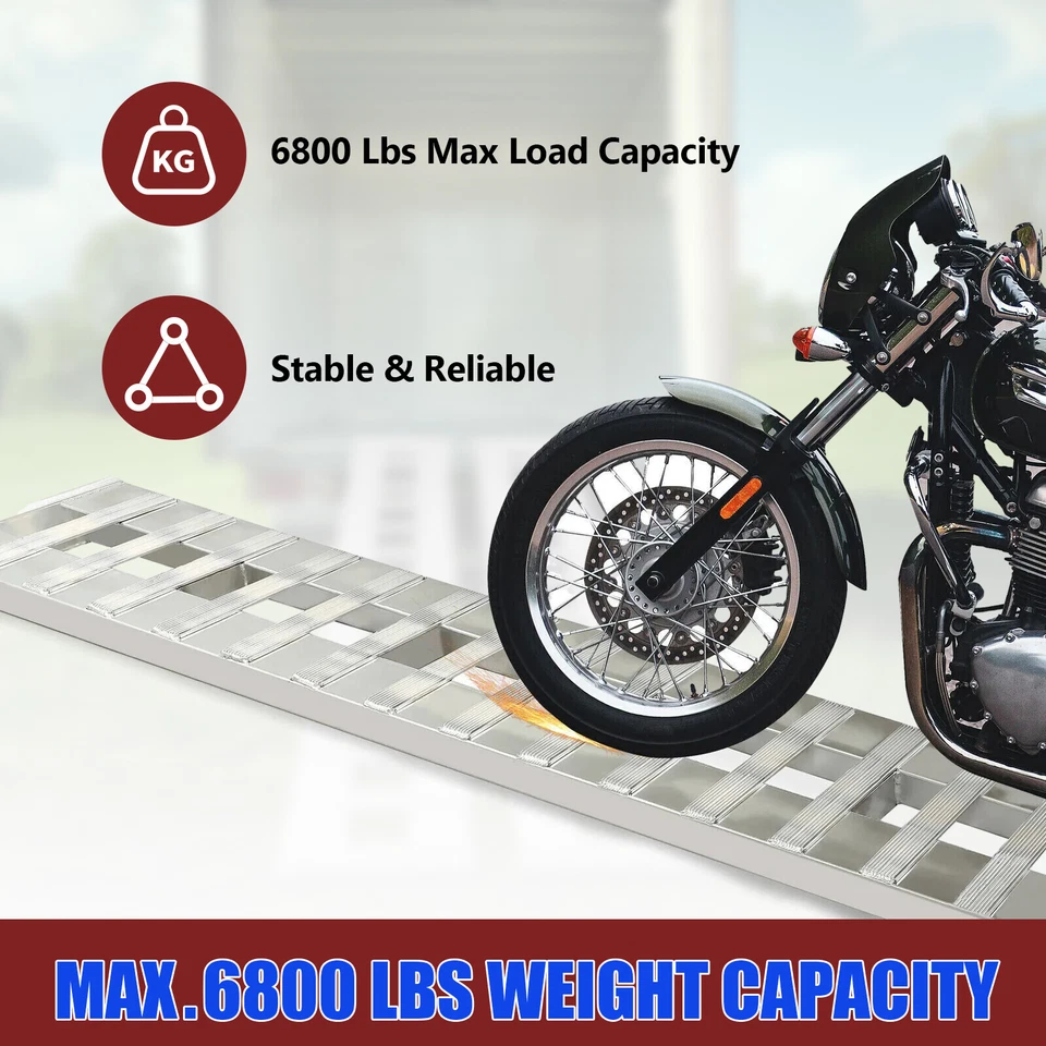 Pair Aluminum 6800LBS Trailer Ramps Hook End For Truck Car Auto 60''X15'' - Image 4 of 4