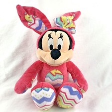 Minnie Mouse Easter Bunny Plush Disney Store Authentic Stuffed Animal Pink 17"