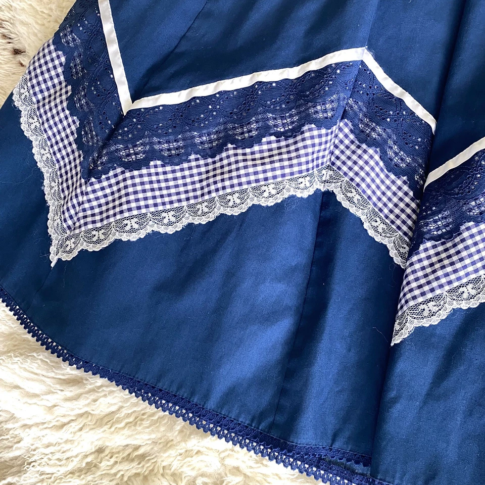 Винтажная 70-х беззаботная мода пэчворк юбка цветочный богемное хиппи прерии имбирь - Изображение 4 из 4