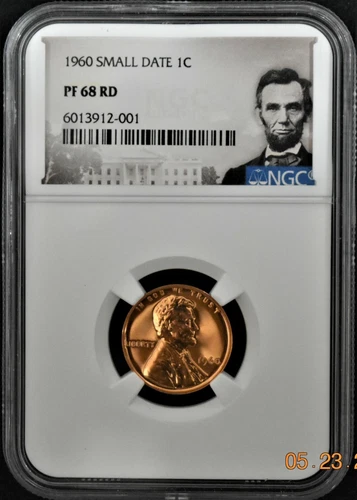 1960 SMALL DATE PROOF WITH LINCOLN LABEL CENT NGC PF 68 RD 