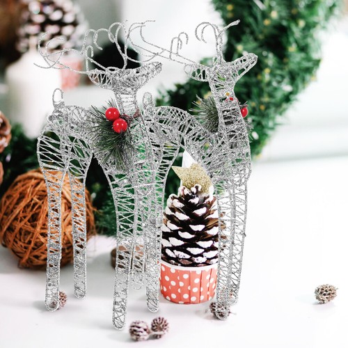2 Pcs Rentier Skulptur Rentier Desktop Ornament Paar Rentier Ornament - Bild 7 von 12