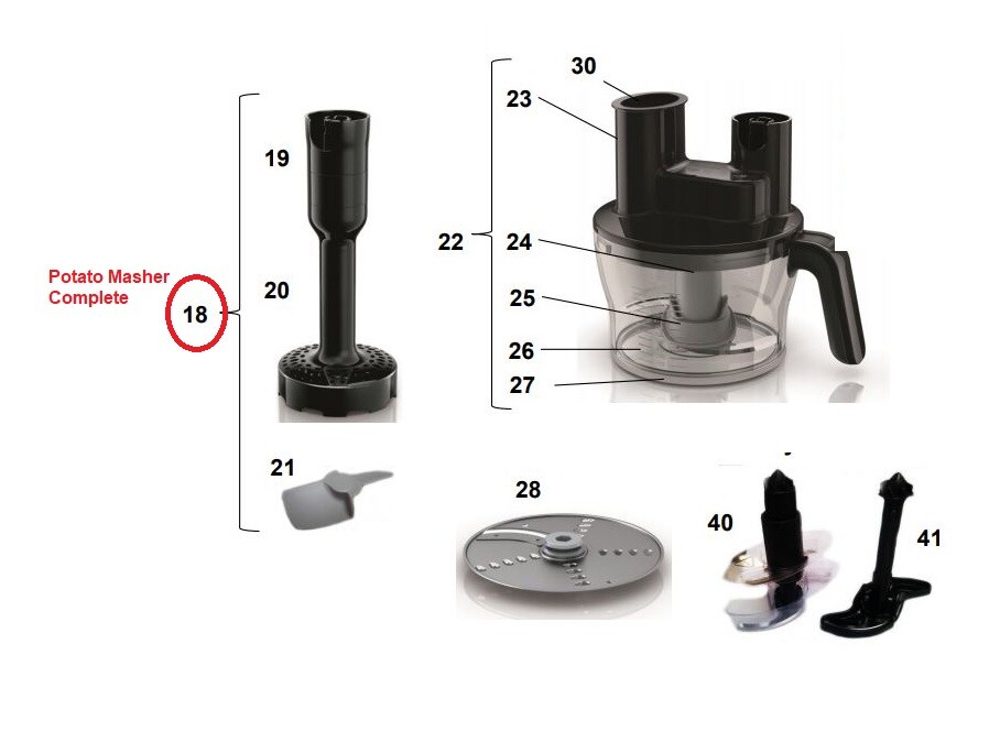 HR1965 Potato Masher Tool Complete For Philips Avance Collection Hand