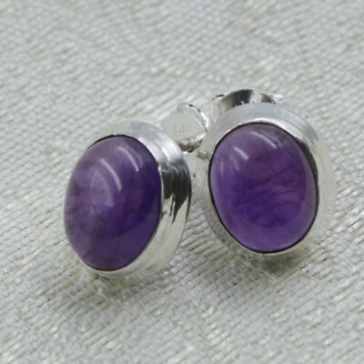 Amethyst Ohrstecker Silber 925 Ohrringe Stecker oval Sterlingsilber lila  ts