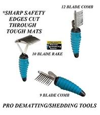 MASTER GROOMING TOOLS MAT Breaker COMB or RAKE SHED DEMATTING Razor Coat Removal