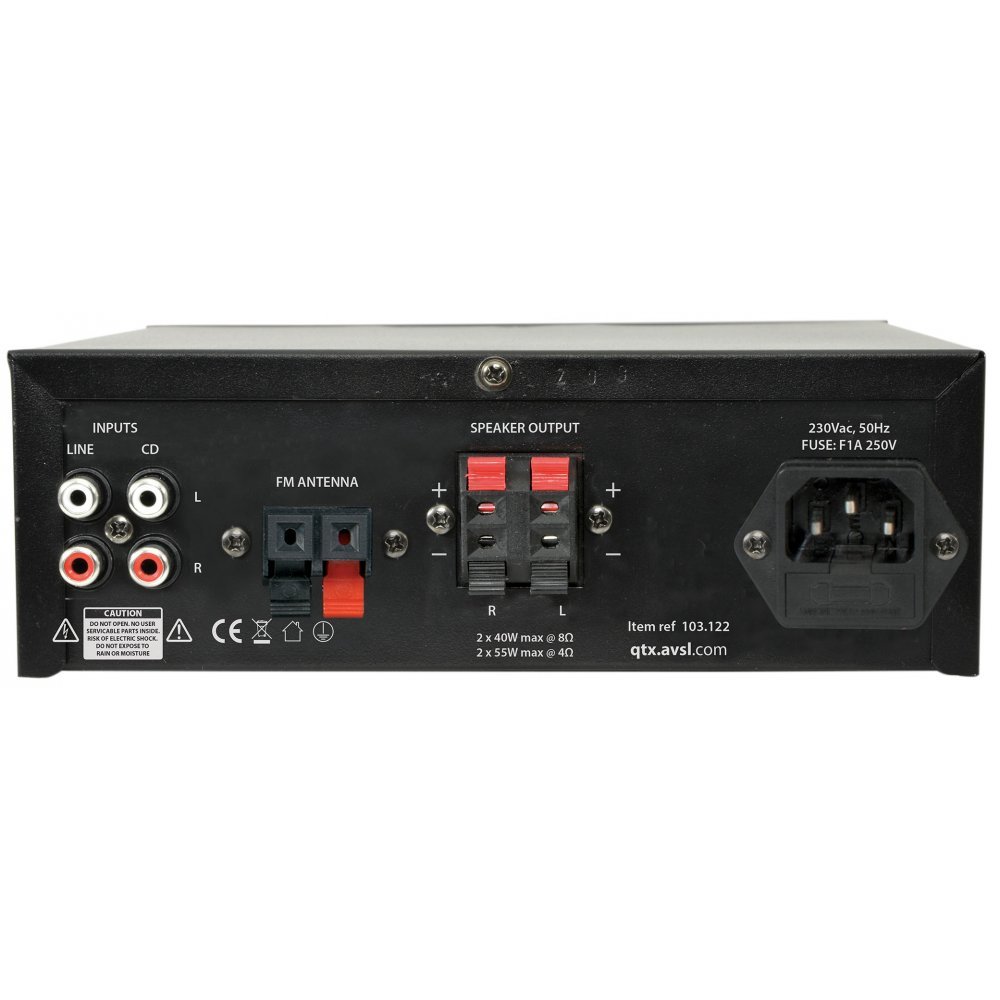 QTX KAD 2BT Digital Stereo Amplifier With Bluetooth 55w Tuner USB SD 