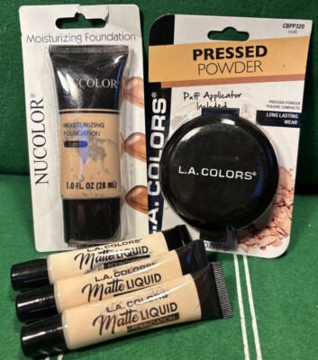 Nucolor-Moist Foundation-Light 1 .1.0oz/28ml. LA Color Powder & 3 Liquid Color