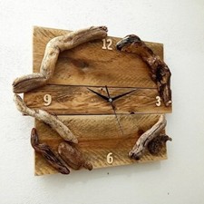 Orologio Rotondo Per Casa Ufficio Scuola Orologio Da Parete Con Conchiglie E Legno – Design Estate, Silenzioso, A Batteria – 9,8 Pollici Orologio Da Parete Conchiglie