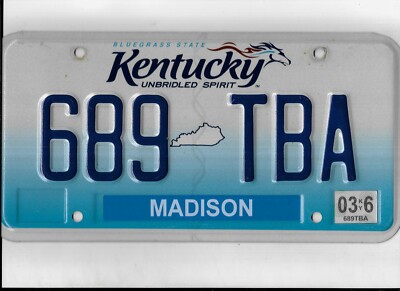 KENTUCKY passenger 2016 license plate 