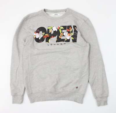 Offenes graues Herren Sweatshirt aus Baumwollmischung Größe S