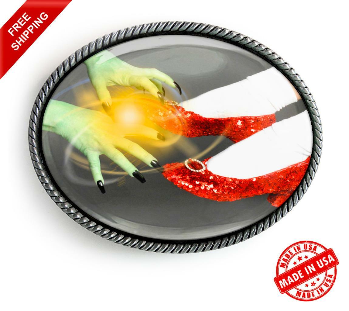Wizard of Oz Belt Buckle - Ruby Slippers Handmade Oval  display picture 1