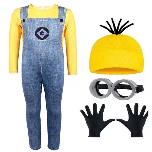 Minions Cosplay Halloween Costume Adults Kids Fancy Dress Beanie Glove