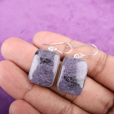 s-l400.jpg Sterling Vintage Earrings Purple Lace Agate Dangles Drops main image 0