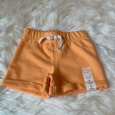 Jumping Beans Baby Boys Shorts Size 3 Months Bottoms French Terry Cuffed Orange
