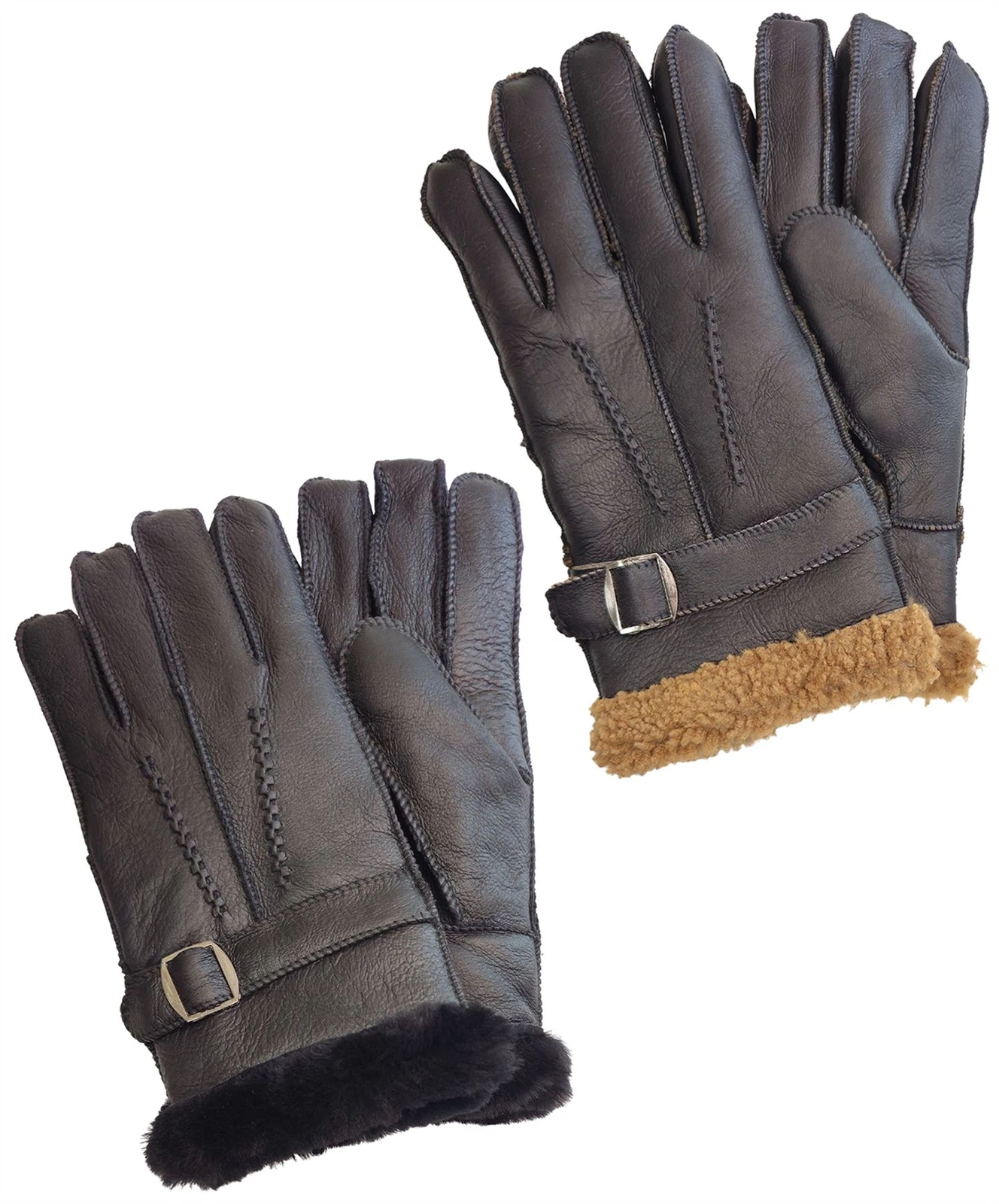Mens Sheepskin Gloves Luxury Leather Warm Winter Gloves