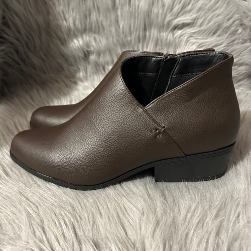 Aerosoles Ankle Boots Women's Size 10 Wide Width Brown Booties Side Zip Shoes