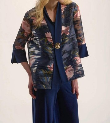 Joseph Ribkoff Floral Print Asymmetric Swing Jacket Size 6