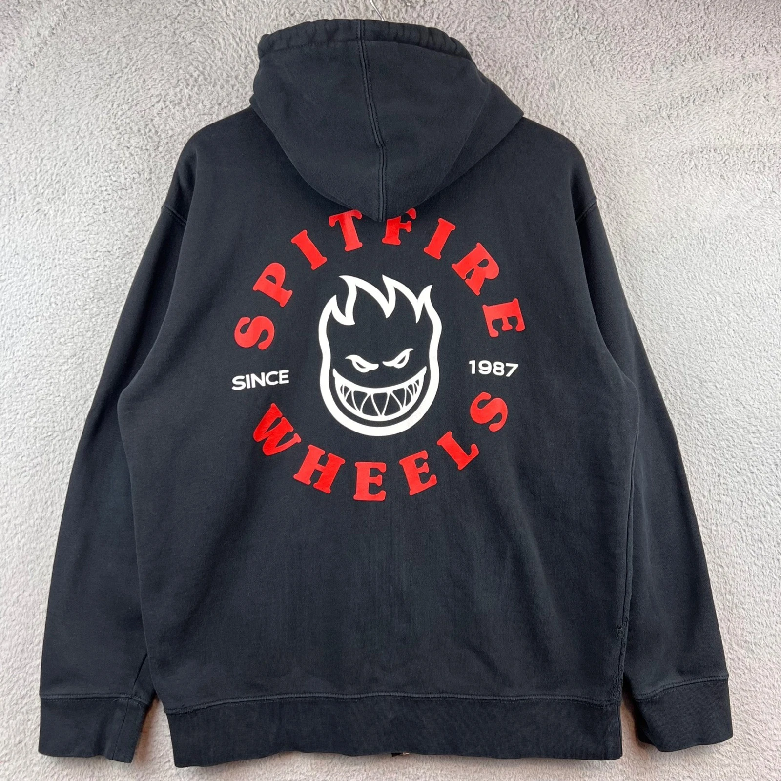 Spitfire Wheels Black Full Zip Hoodie Skateboarding Streetwear Mens M