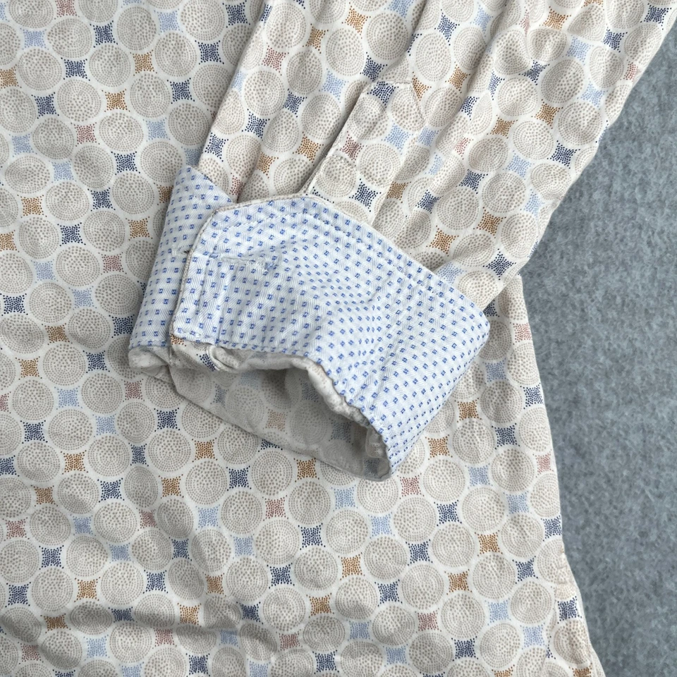 Camisa Johnston & Murphy XL Beige Colorida Geométrica Abotonada Manga Larga Para Hombre Foto 3 de 4