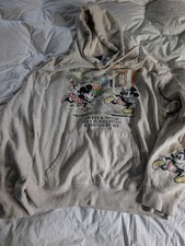 Disney Mickey And Minnie Mouse Hoodie Beige Sweatshirt Ladies Women Size L