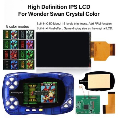 WSCC HD Retro Pixel IPS LCD Backlight LCD For Bandai WonderSwan Crystal Color