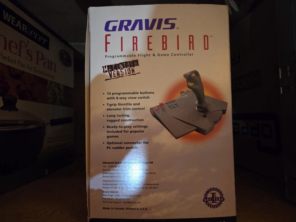 Controlador Joystick Juego Simulador de Vuelo Gravis Firebird Macintosh Nuevo Precintado Foto 3 de 4