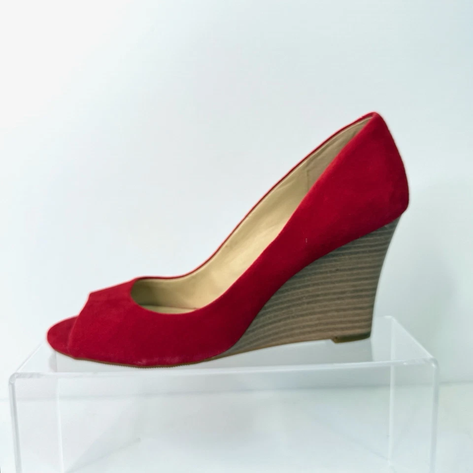 Деревянные клинья на каблуке INC Concepts размер 40 9,5 Aus красная замша с открытым носком - Изображение 4 из 4