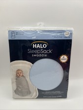 HALO SleepSack Swaddle Heather Blue Cotton 3 Way Adjustable for Safe Sleep Small