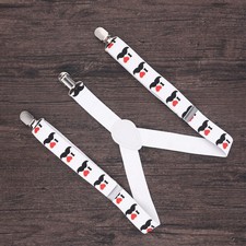 1pc Beards Pattern Suspenders Y-shape Elastic Belt Strap Braces Clip Buckle