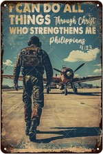 NiniArte Inspirational Vintage Airplane Tin Metal Signs Home Décor I Can Do All 