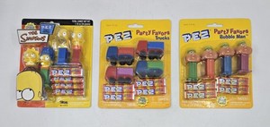 Set of 3 PEZ Four-Pack Party Favor Sets-Tara Toy-Simpsons, Trucks, & Bubble Man